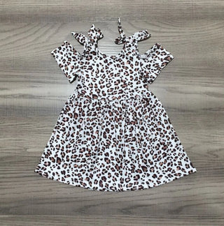 Leopard Off shoulder bow tie dress