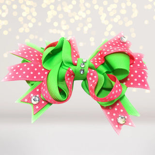 Girls Boutique Hair Bow With Sparkly Bling Stones