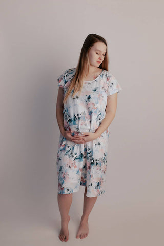 Watercolor Flower Labor and Delivery/ Nursing Gown