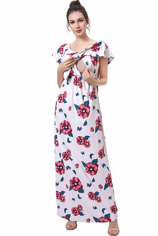 Lydia Maternity/Nursing Floral Print Maxi Dress