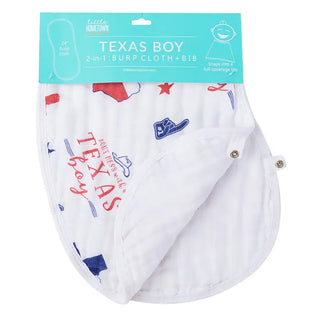 Texas Boy 2-in-1 Burp Cloth Bib Combo