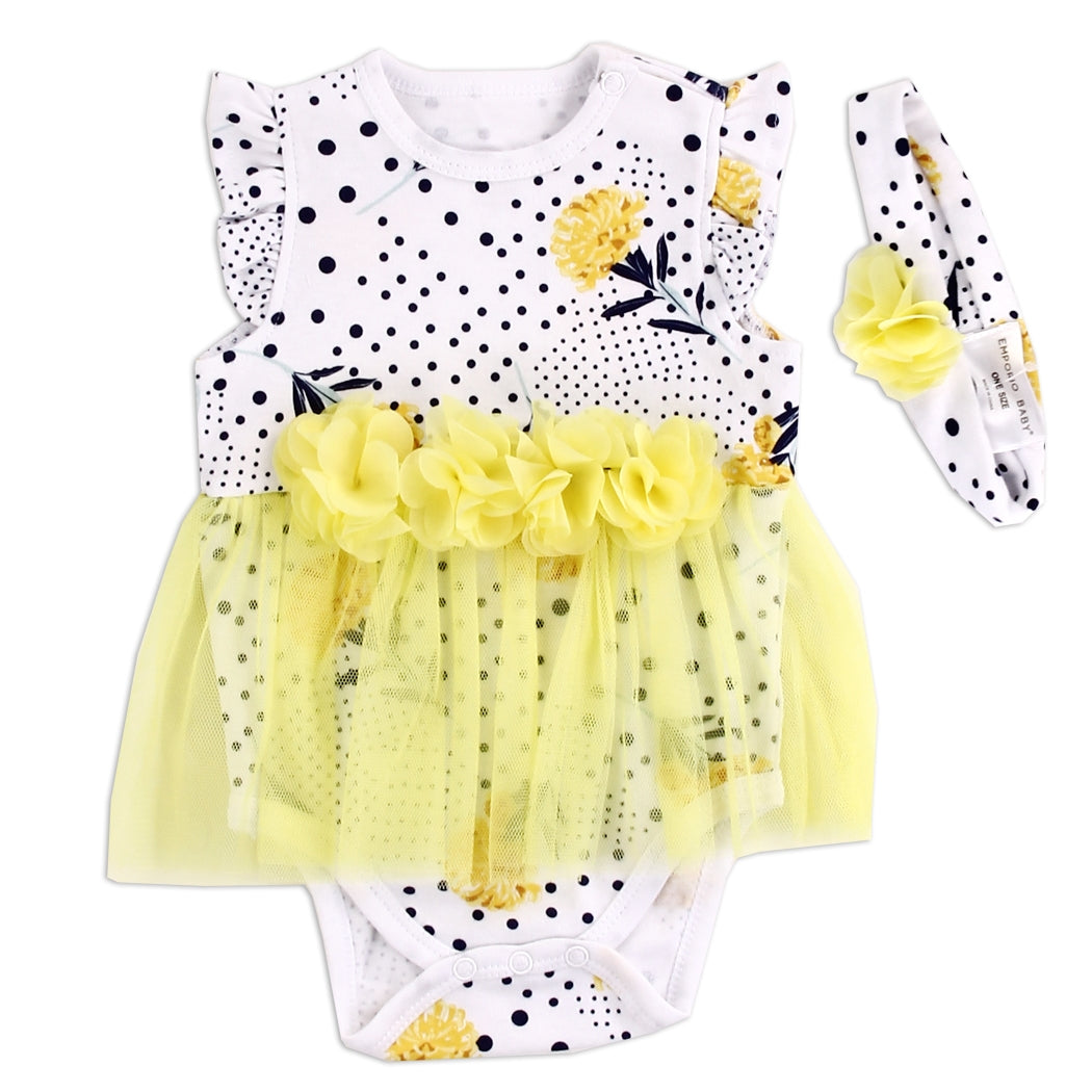 Yellow Tutu Infant Romper Set