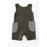 Black stripe baby romper