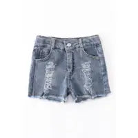 Blue Denim Raw Hem Shorts