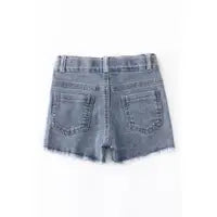 Blue Denim Raw Hem Shorts