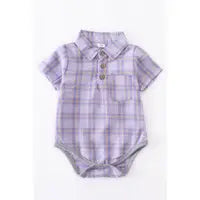 Purple Plaid Baby Boy Romper