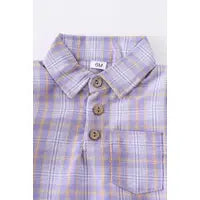 Purple Plaid Baby Boy Romper