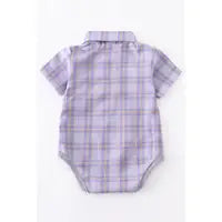 Purple Plaid Baby Boy Romper