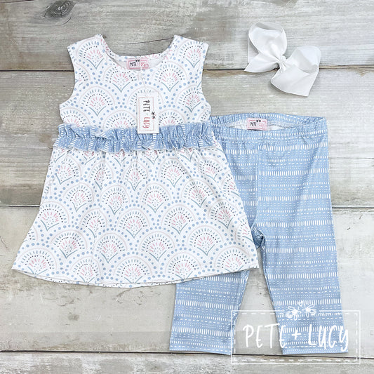 Boho Blues Girl 2Pc Capri Set