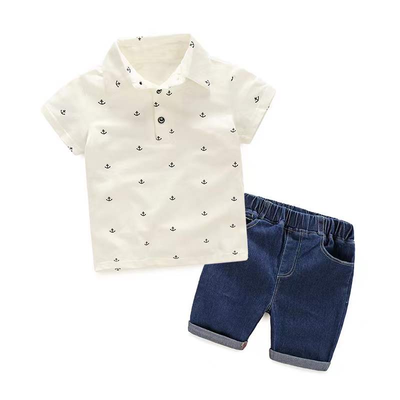 Boys Polo Shirt/Denim Shorts Set