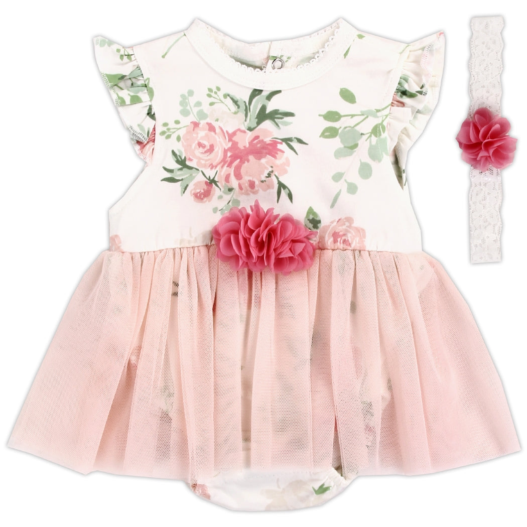 Pink Floral Tutu Infant Set