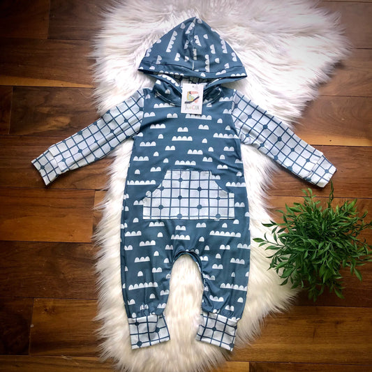 Grey Clouds Hooded Romper