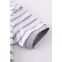 Grey Stripe Rabbit Applique Short Set