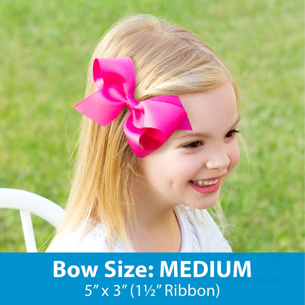 Grosgrain Firework Embroidered Girls Hair bow with Moonstitch Edging
