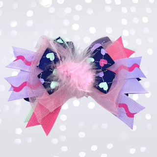 Girls Marabou Puff Layered Boutique Hair Bow