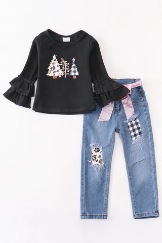 Christmas Tree Ruffle Top & Jean Set