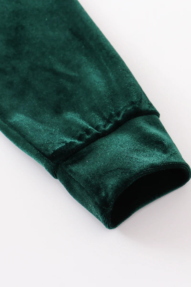 Velvet Christmas Tree Leather Pant Set