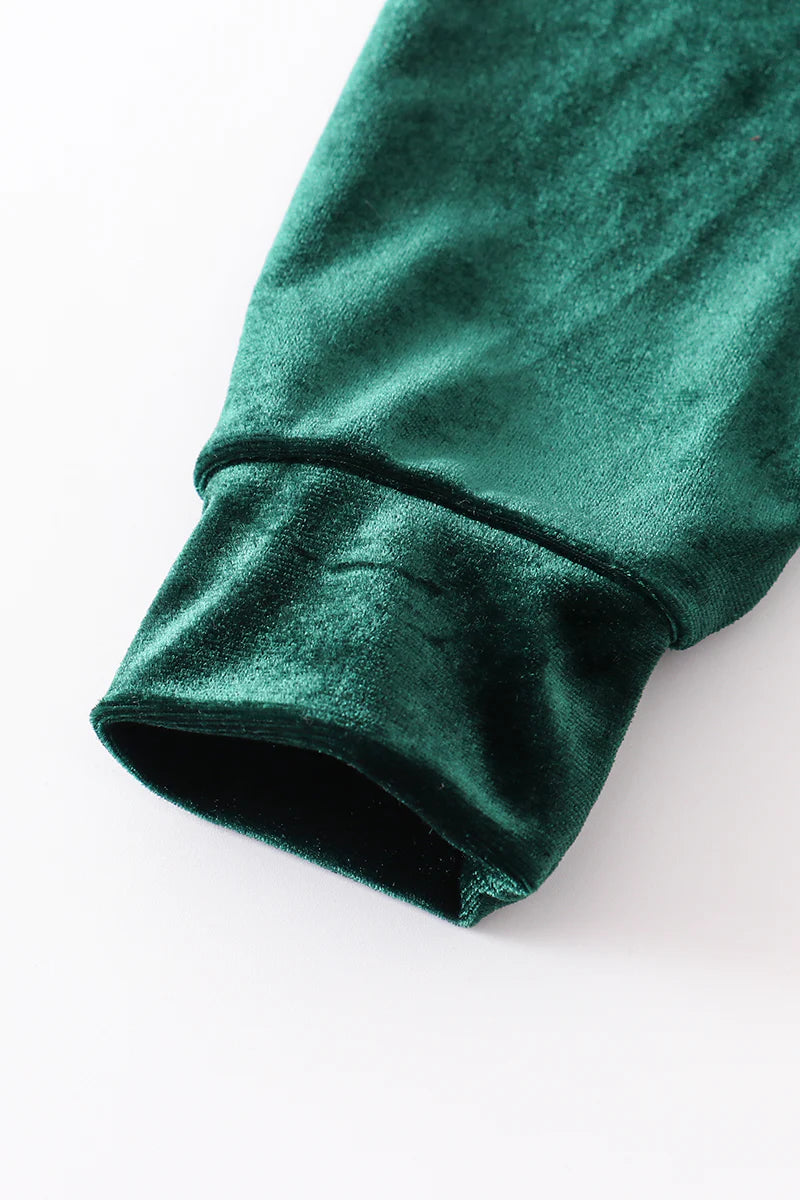 Velvet Christmas Tree Leather Pant Set