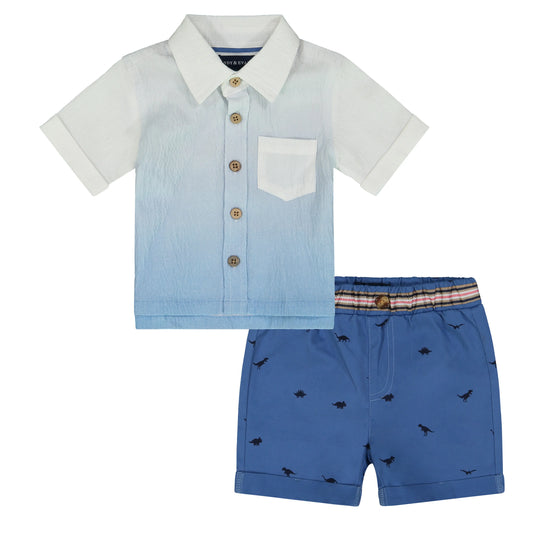 Ombre Boys Button Down Short Set