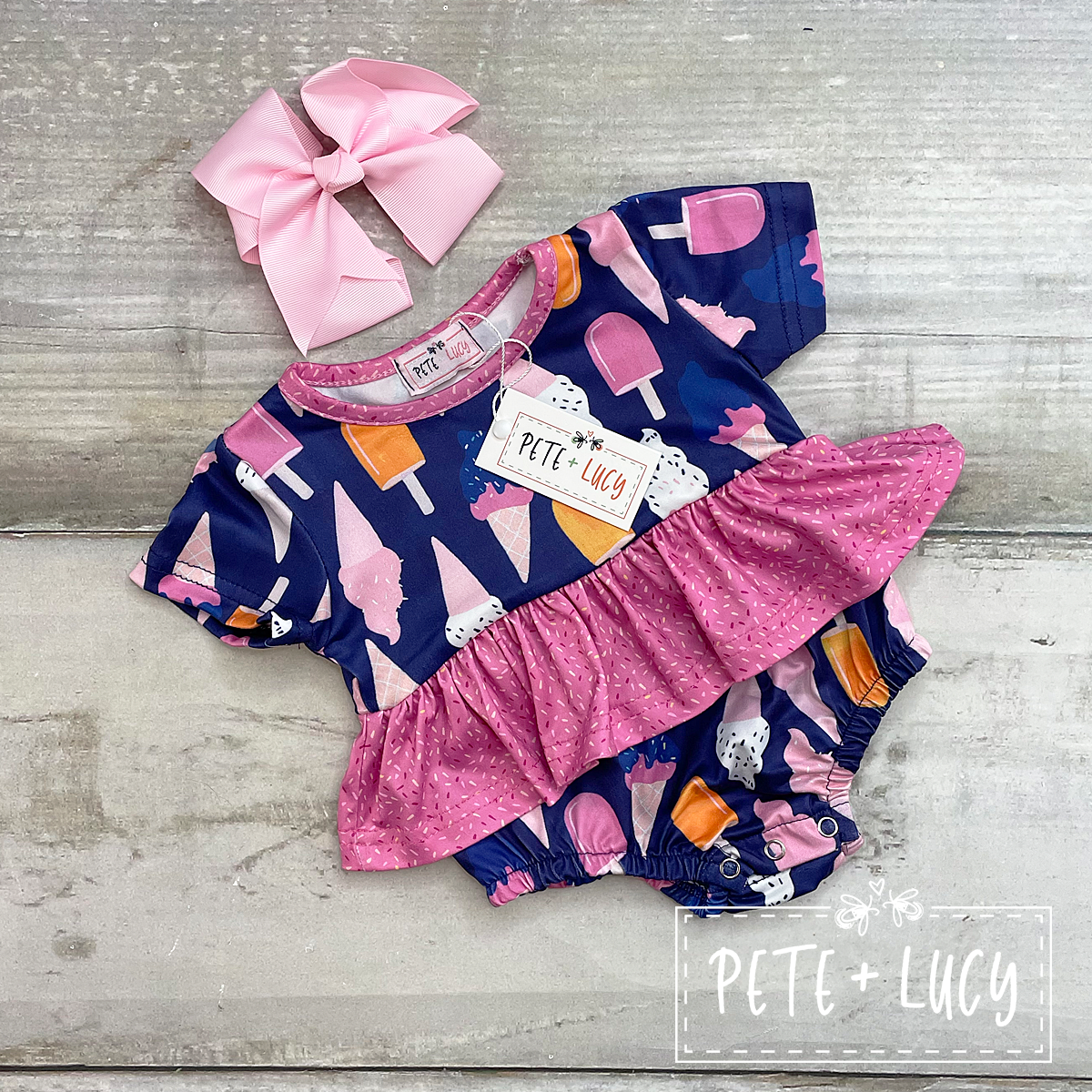 Pete and Lucy I Scream Infant Romper