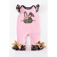 Pink Rabbit Leopard Ruffle Romper