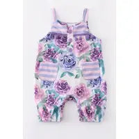 Purple Floral Baby Romper Set