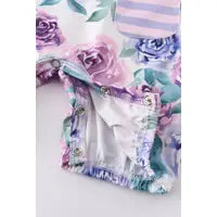 Purple Floral Baby Romper Set