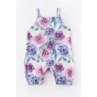 Purple Floral Baby Romper Set