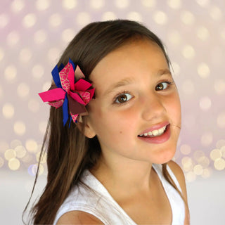 Girls Small Pom Pom Hair Bow