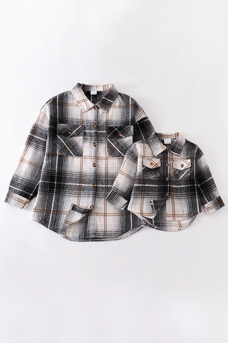 Black Plaid Mommy & Me Button Down