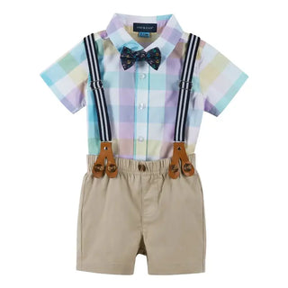 Yellow Check Boys 4Pc Short Set