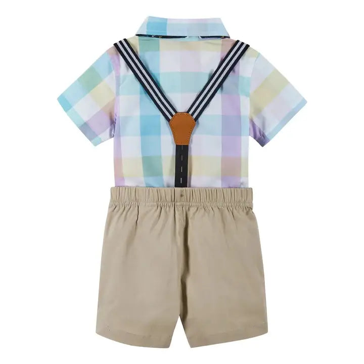 Yellow Check Boys 4Pc Short Set