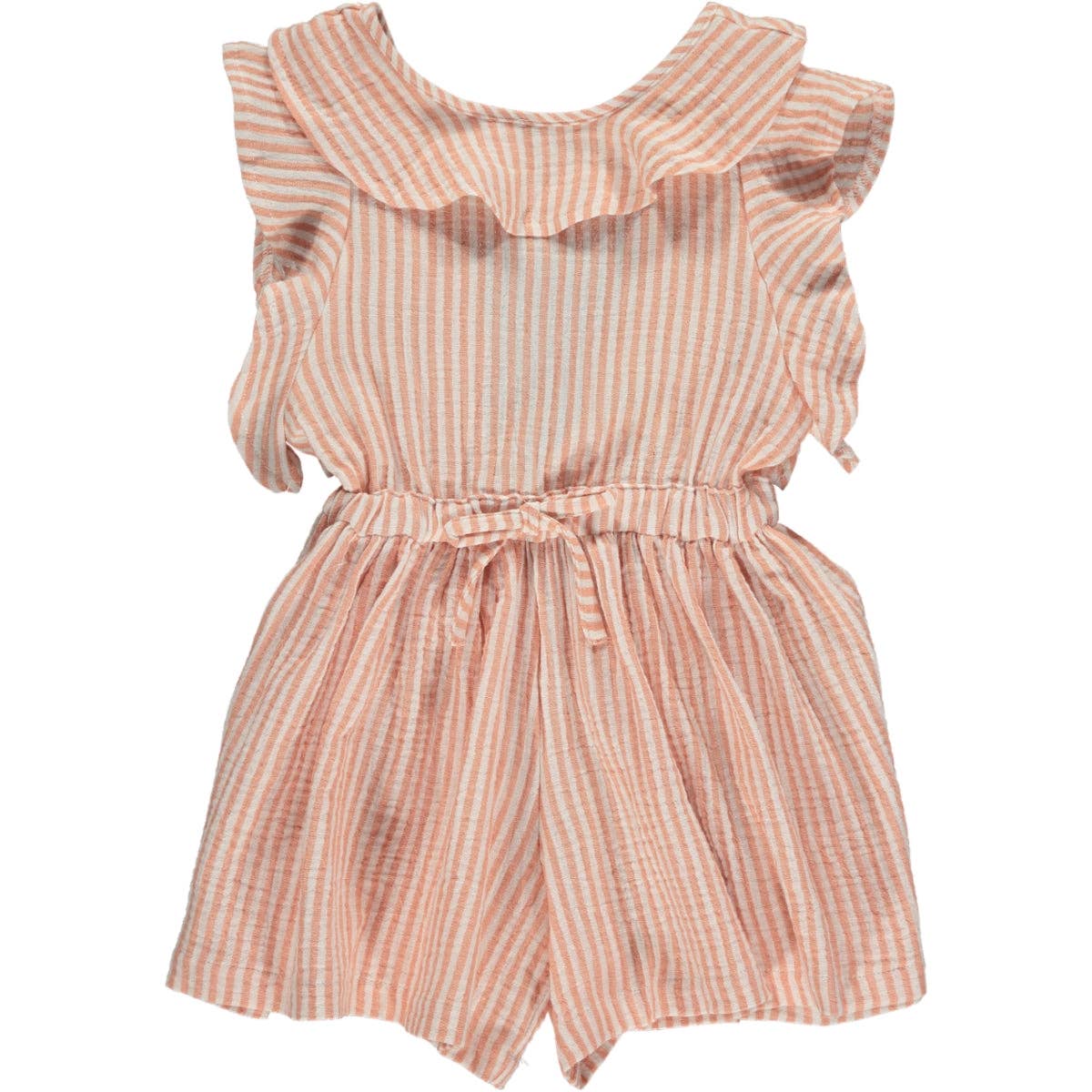 sandy romper in peach stripe