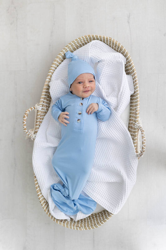 Knotted Baby Gown and Hat Set