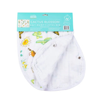 2-in-1 Burp Cloth and Bib: Cactus Blossom (Unisex)