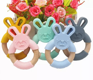 Bunny Teether - Silicone and Beachwood