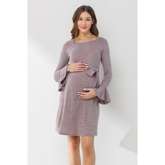 BACK KEYHOLE HACCI BELL SLEEVE MATERNITY DRESS