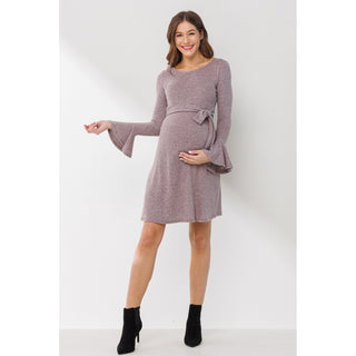 BACK KEYHOLE HACCI BELL SLEEVE MATERNITY DRESS